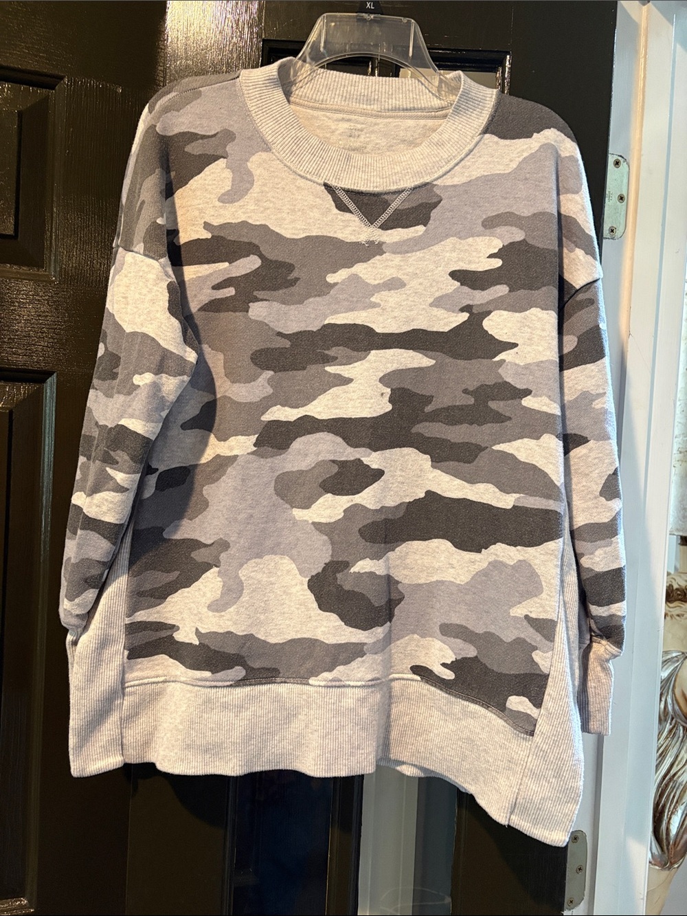 aerie Gray Camo Crewneck Sweatshirt